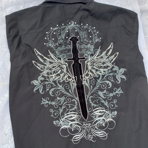 Men black button down dress shirt - Picture 3 of 3